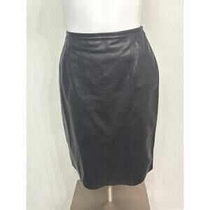 Vintage Lauren Ralph Lauren Black Leather Pencil Skirt Size 4